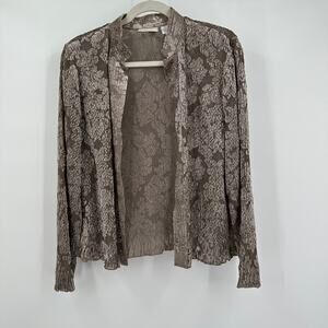Chicos Womens Burnout Velvet Jacket Size 1 US‎ M Open Front Sheer Boho Elegant